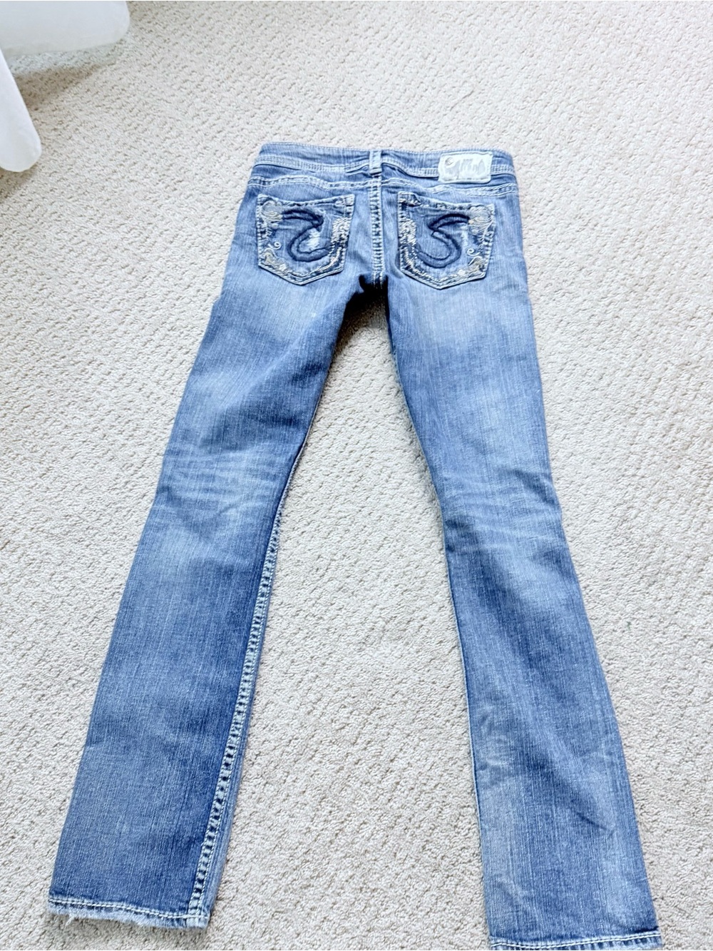 Y2K Silver Low-Rise Distressed baby bootcut Women's Jeans - Light Blue - Picture 8 of 8